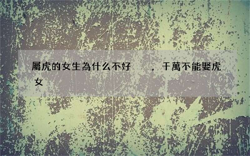 屬虎的女生為什么不好，千萬不能娶虎女